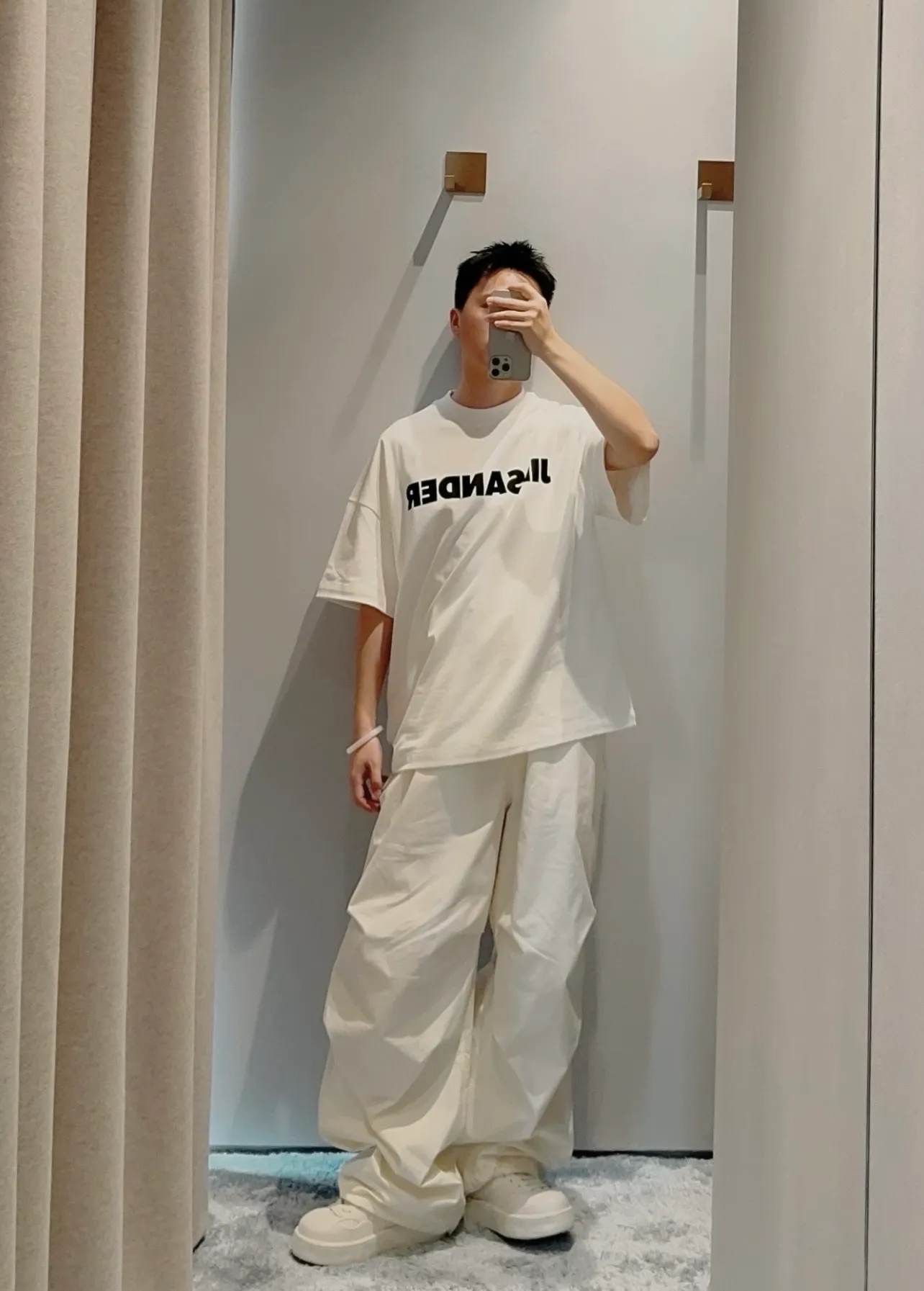 New color matching White In Stock🚨🚨 New Black White J 9890#JIL SANDER Capsule Series minimalist letter logo printed short-sleeved T-shirt Black White Light Gray Pink Royal Blue SML